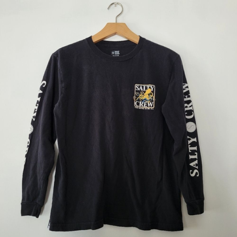 Salty Crew Black Long Sleeve Shirt Crewneck Octopus Medium